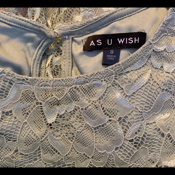 ❤️ As U Wish High Low Dress Beautiful Lace Overed with Belt. Size Small - Picture 2 of 2